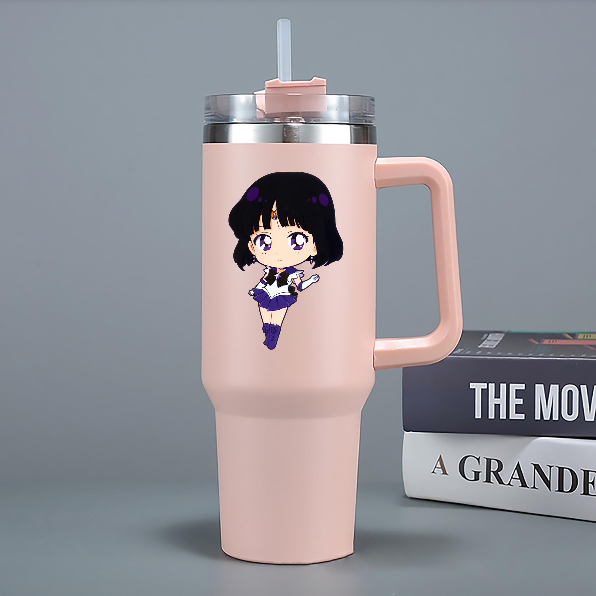 （画像用） 美少女戦士セーラームーン 土萠ほたる Sailor Moon Tomoe Hotaru （セーラーサターン；Sailor Saturn） 1200mL車用タンブラー - クリスタルステッカー（プラスチックストロー付き）